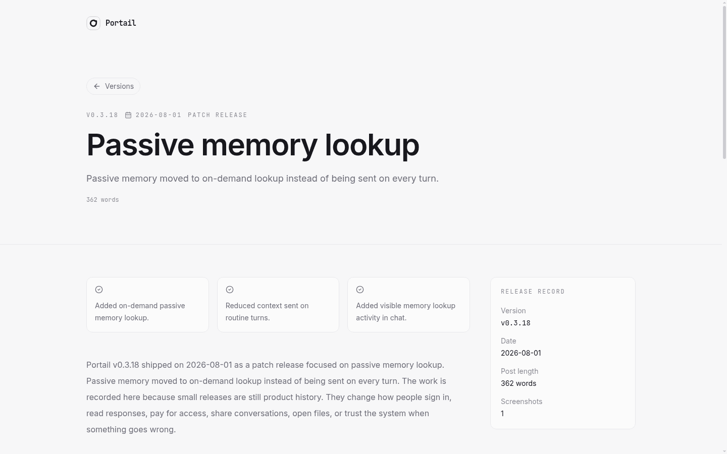 Portail v0.3.18 release post