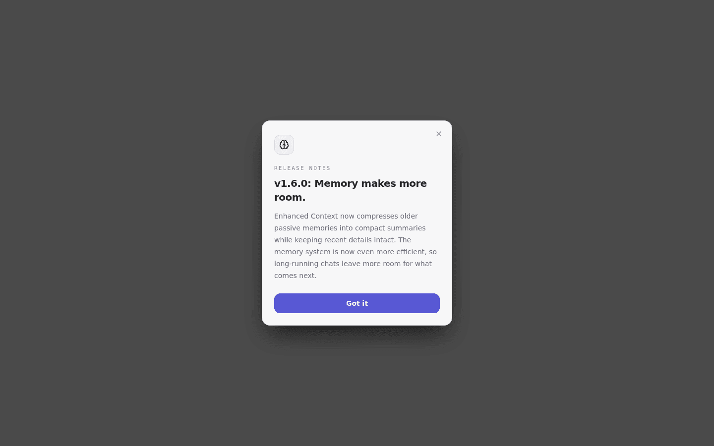 Portail v1.6.0 release notes modal in the chat UI