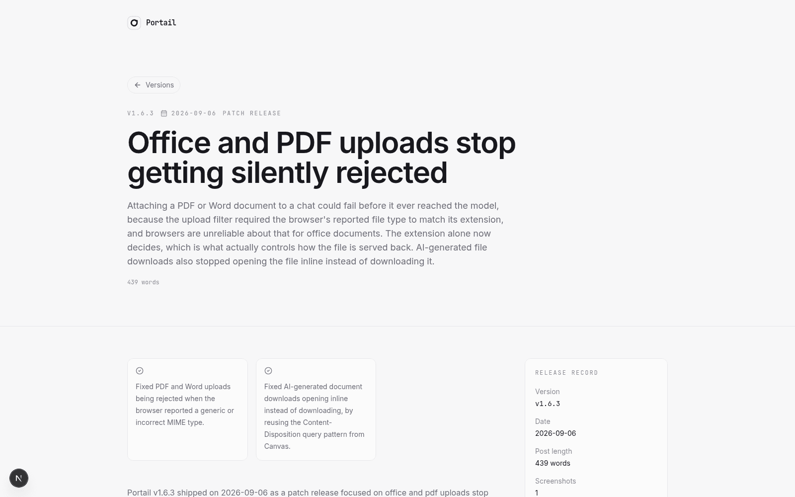 Portail v1.6.3 release post