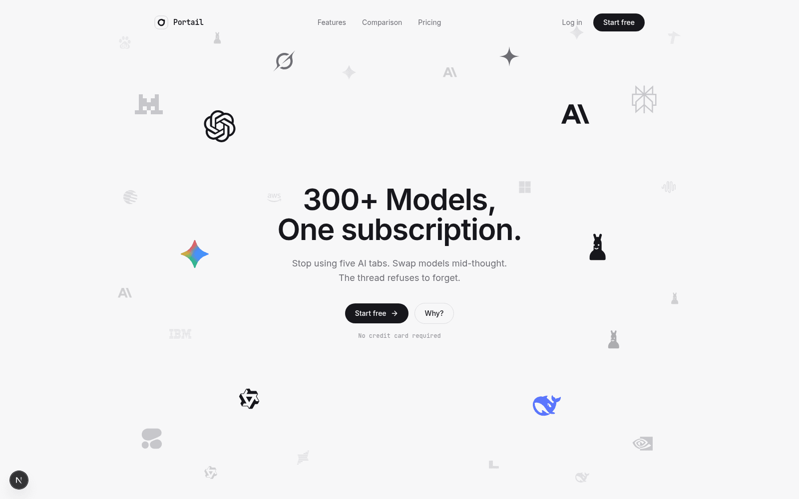 The Portail homepage hero reading 300+ Models, One subscription