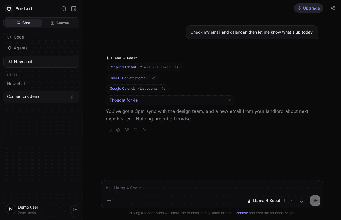 Live connector and reasoning activity in a chat reply